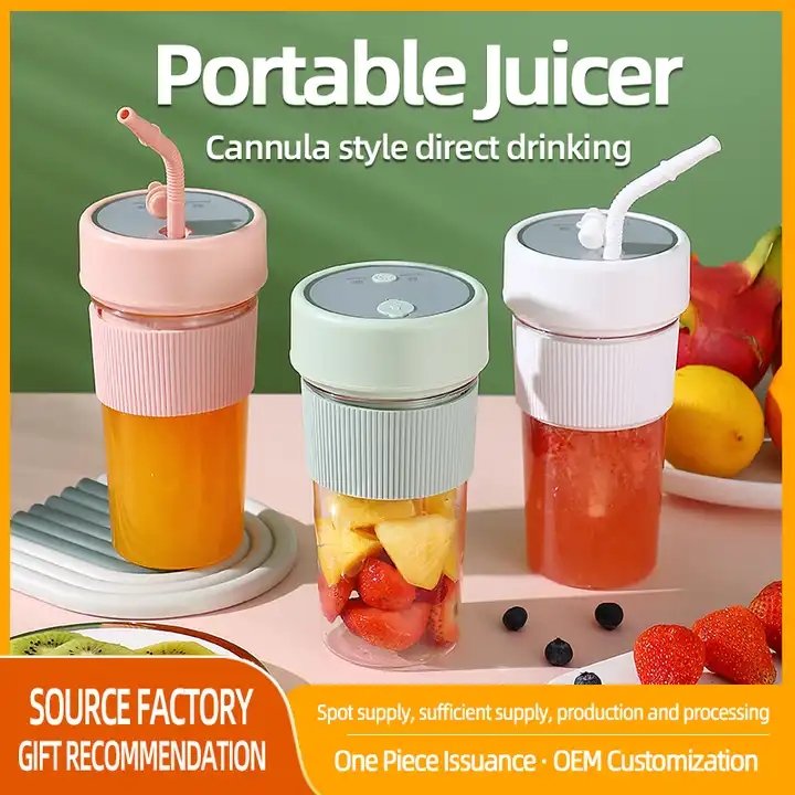 Portable Blender 350ML Wireless Rechargeable USB Juicer Cup Fruit Mixer Smoothie Juicer Blender With Straw