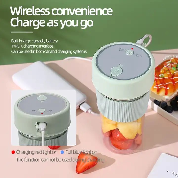Portable Blender 350ML Wireless Rechargeable USB Juicer Cup Fruit Mixer Smoothie Juicer Blender With Straw