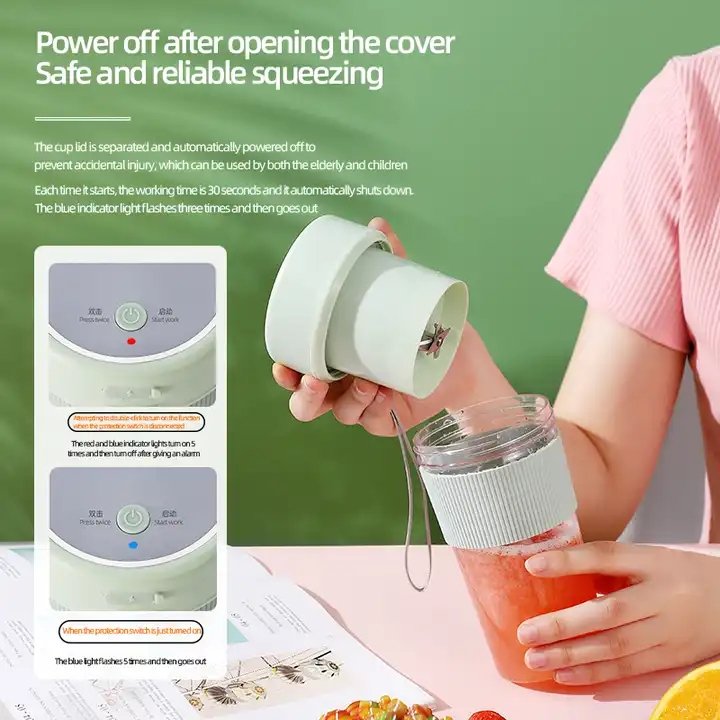 Portable Blender 350ML Wireless Rechargeable USB Juicer Cup Fruit Mixer Smoothie Juicer Blender With Straw