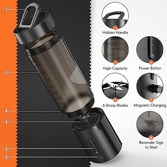 All in 1 Portable Blender Smoothies Personal Blender Mini Shakes Juicer Cup Blender Bottles Shaker For Travel Picnic Office