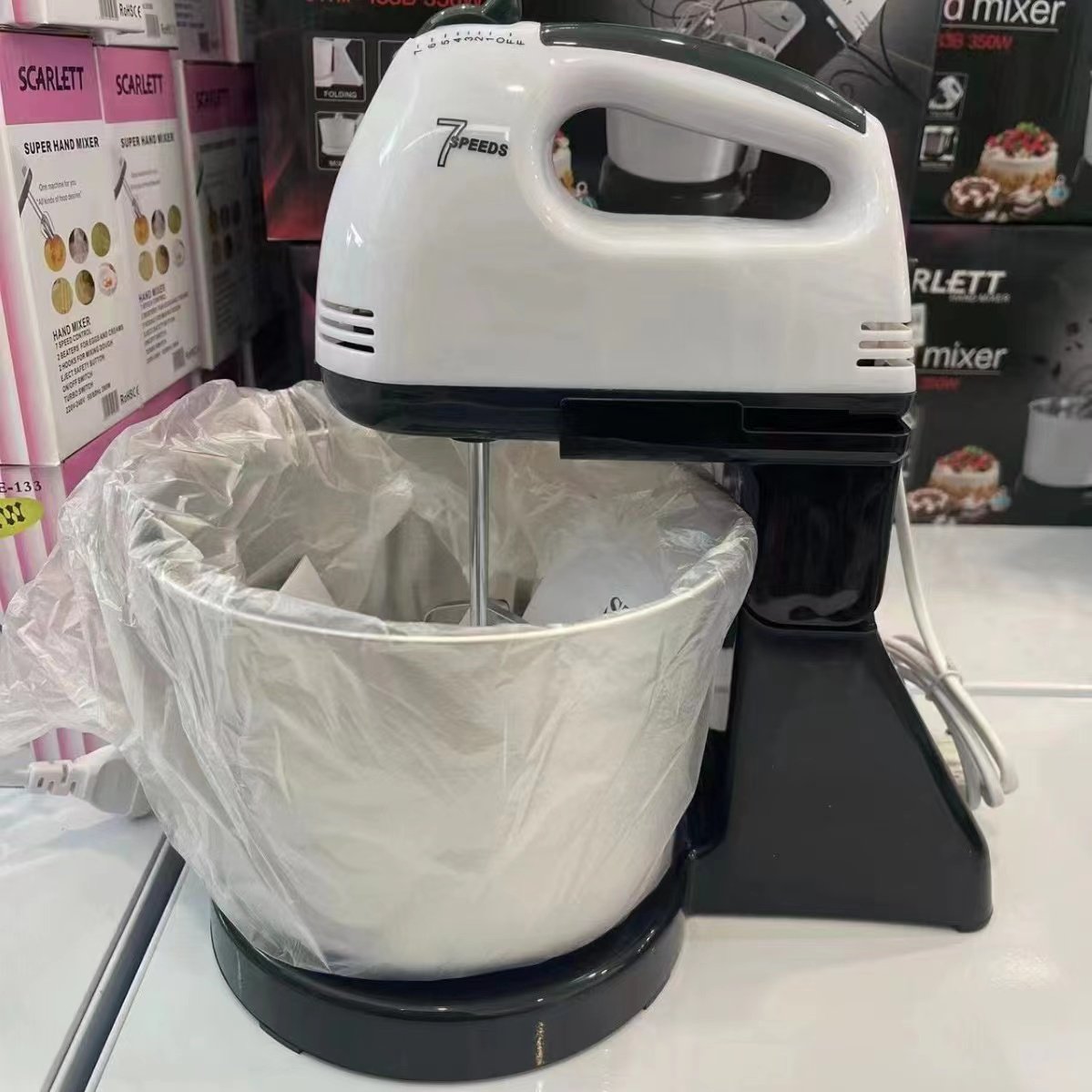 Multifunctional Electric Stand Food Mixer Machine Mute Automatic Blender Cream Egg Whisk Egg Beater for Household Car RV 220V