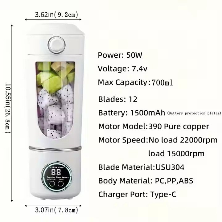700Ml Upgrade Portable Blender High Speed Rechargeable 2 In 1 Juicer For Vegetable Mixer Multifunctional Juicer