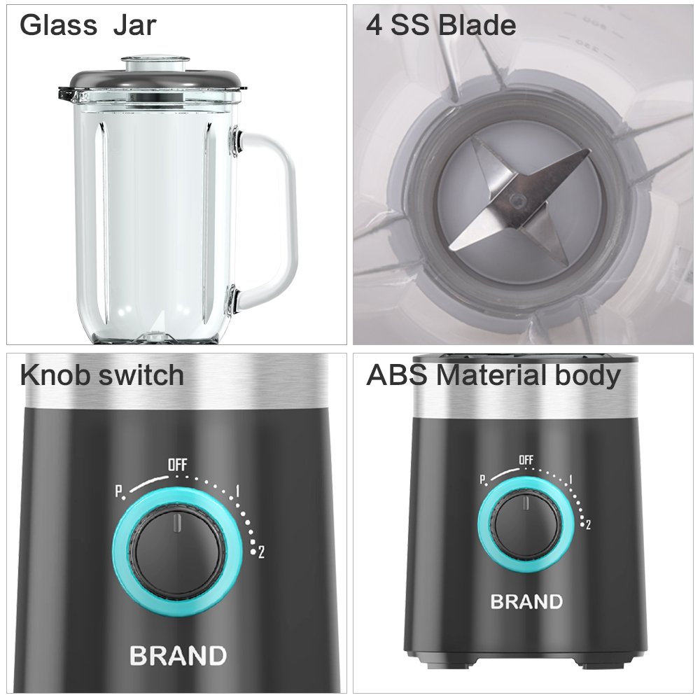 3 In 1 Portable 1L Juicer 1.0 Litre Glass Jug Mixer Grinder Mixer/Blender 1000Ml Ice Blender