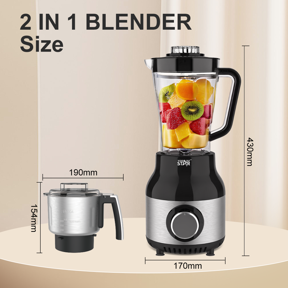 WINNING STAR Wholesale Hot Selling 2 in 1 ST-5501-C 1.8L 500W Portable Stainless Steel Fruits Grinder Juicer Blender