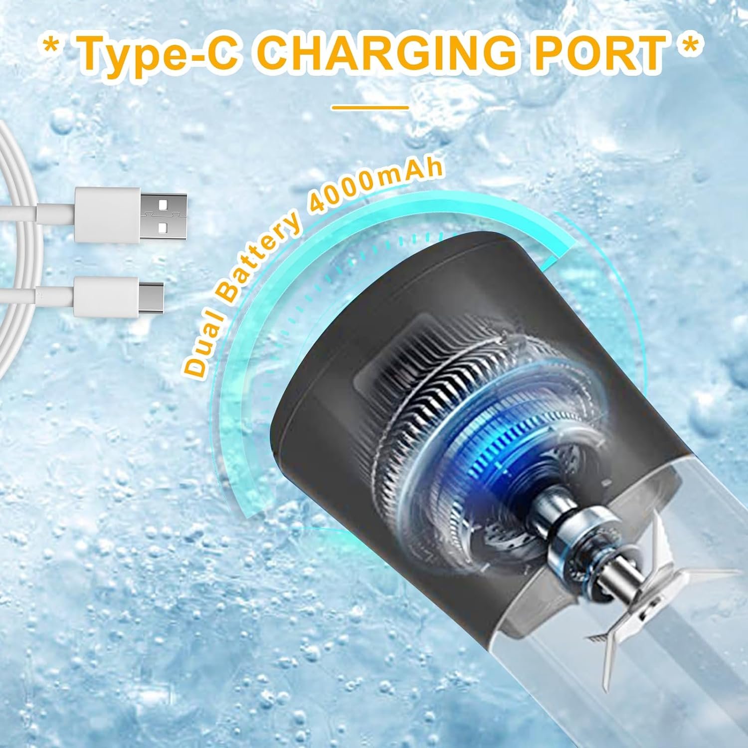 Ligkevan 4000mAh 470ML Type-C Charger For Fruit Ice Milk Shake And Smoothie Mixing Mini Blenders Juicers Portable Blender Juicer
