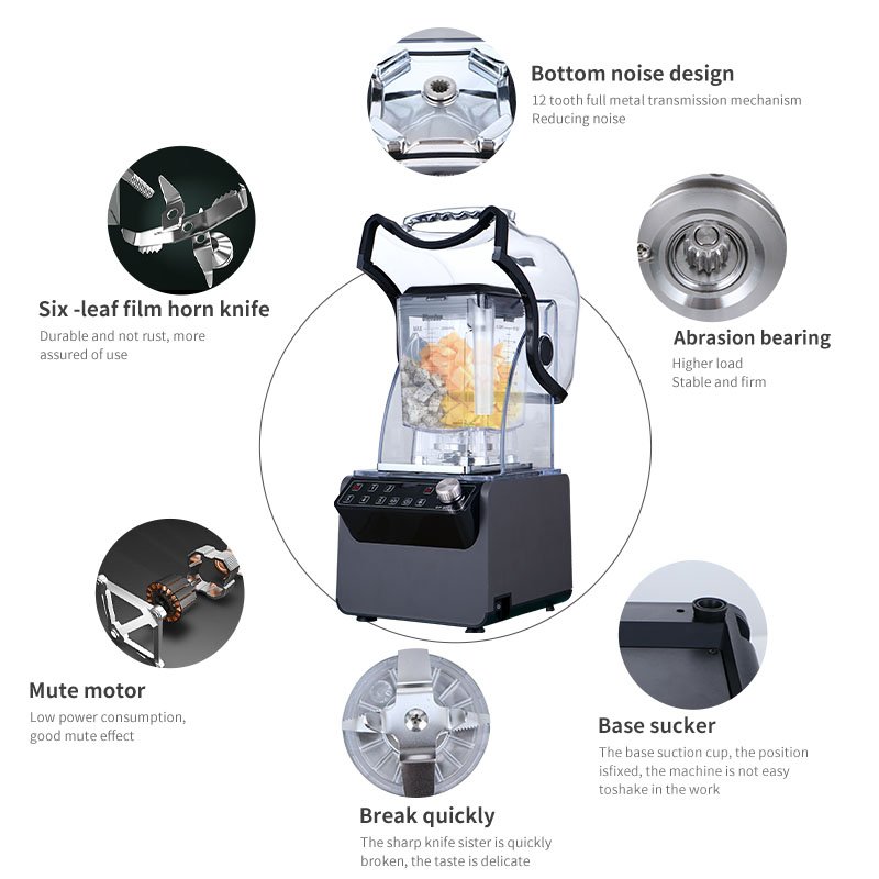 2023 High Powered professional blender strong heavy duty smoothie milkshake Commercial Blender with Sound CoverPopular