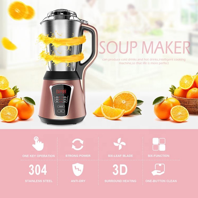 Multifunction stainless steel jar soup maker with 304SS blades blender with Ice crush Smooth Chunky function