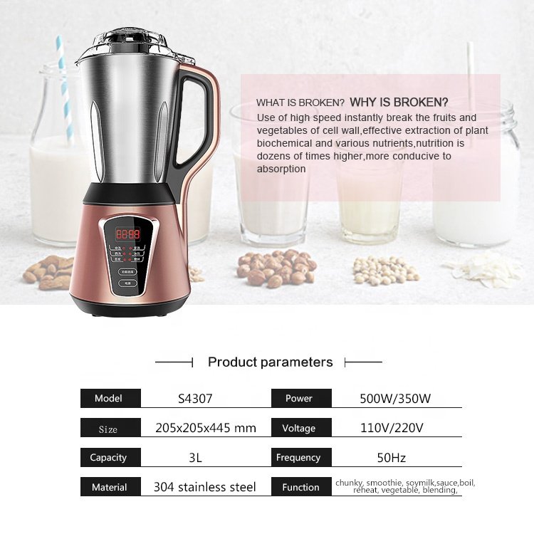 Multifunction stainless steel jar soup maker with 304SS blades blender with Ice crush Smooth Chunky function