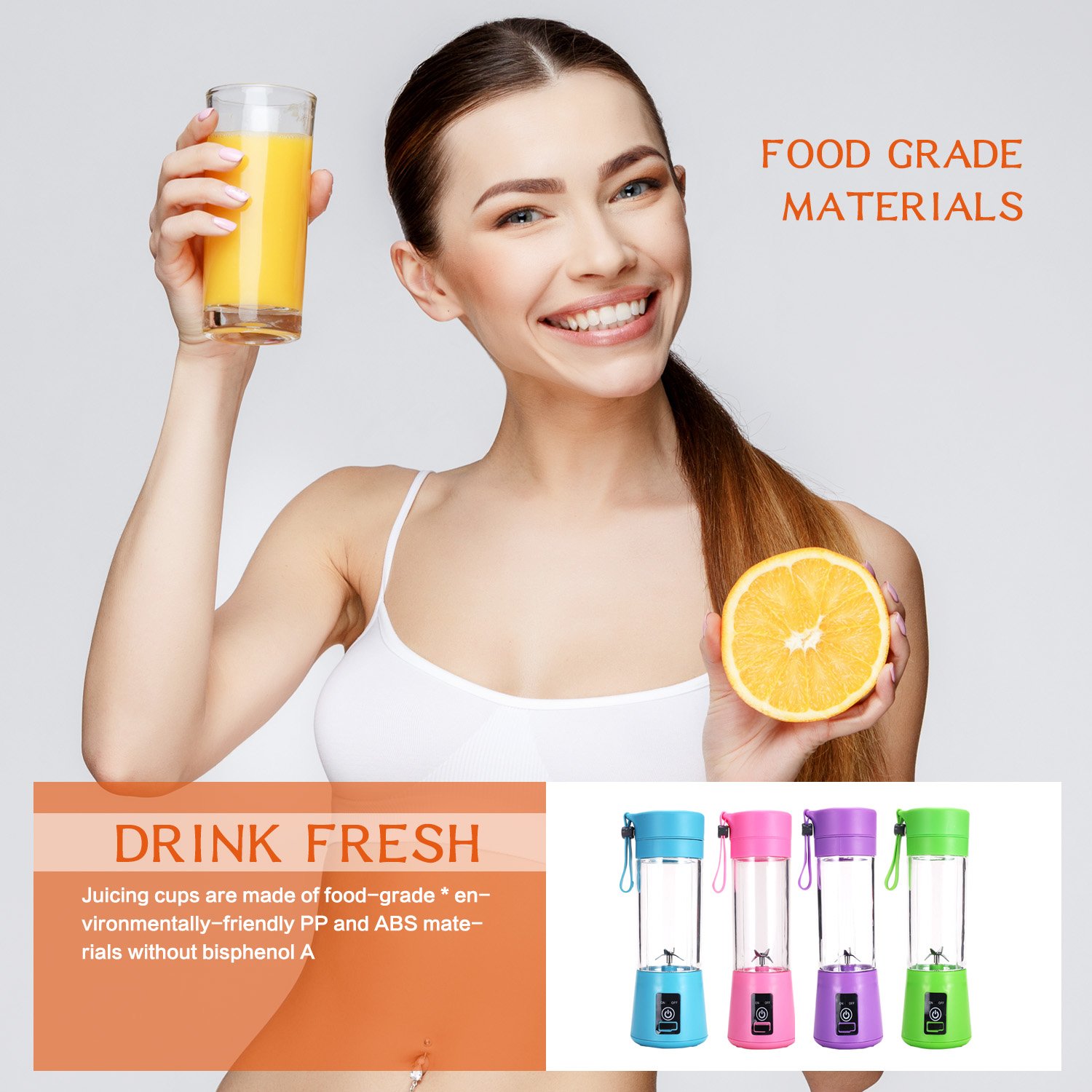 Factory wholesale Portable USB Charge Blenders and Fruit Juicer