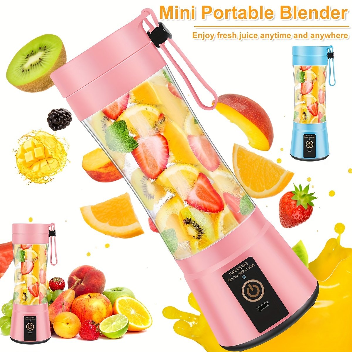 2000mah 6 blades Usb Rechargeable Blender cup portable juicer Home Use Fruit Ice Smoothie blender mini juicer blender
