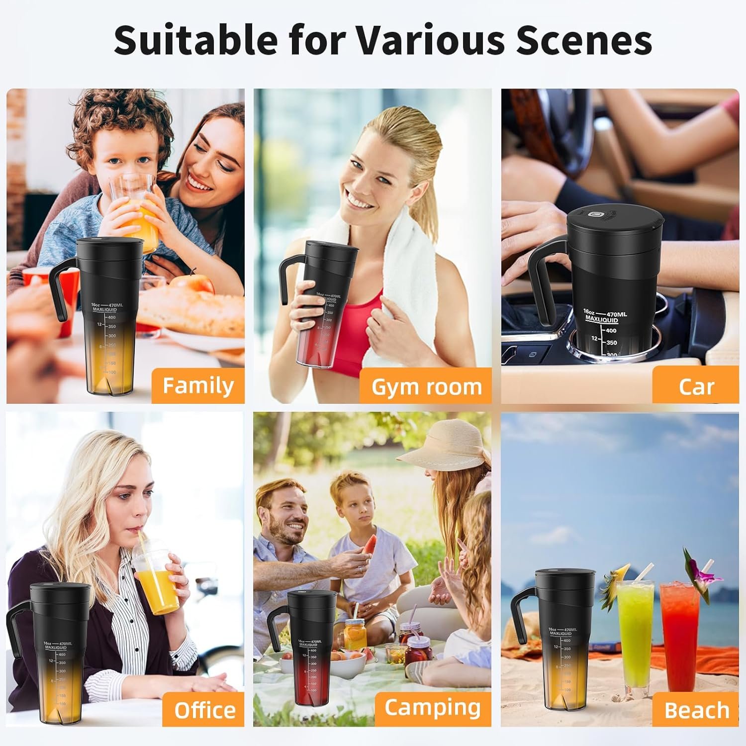 Ligkevan 2 in 1 Electric Protein Shaker Bottles Portable Wireless Handheld Blender USB-C Rechargeable for Gym Travel Sports