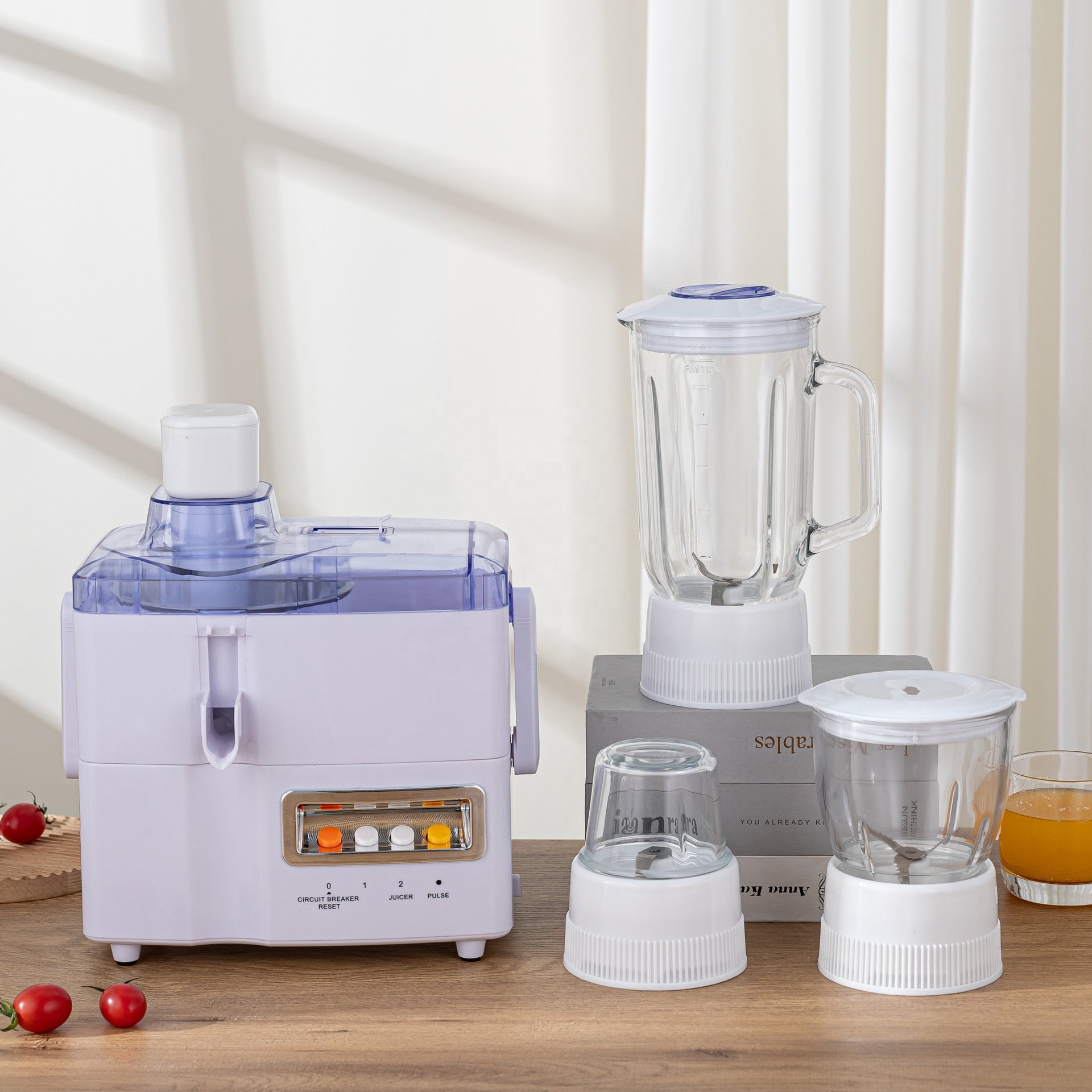 Dovau Popular 4 In 1 Juice Blender Multifunctional Glass Bottle Jar Mixer Wall Breaker Meat Grinder Machine