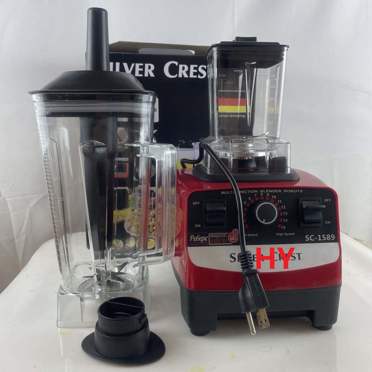 Silver Crest Blender 4500W 2L Large Capacity Commercial With Mixer Grinder Heavy Duty Machine Portable Ice Smoothie Blenders