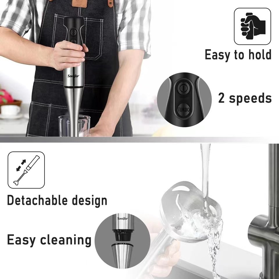 Sonifer SF-8030 high quality household 500w dc motor heavy stainless steel body electric hand blender for kitchen