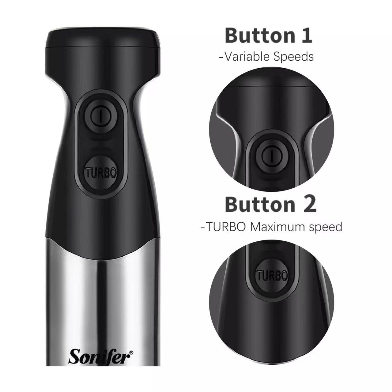 Sonifer SF-8030 high quality household 500w dc motor heavy stainless steel body electric hand blender for kitchen