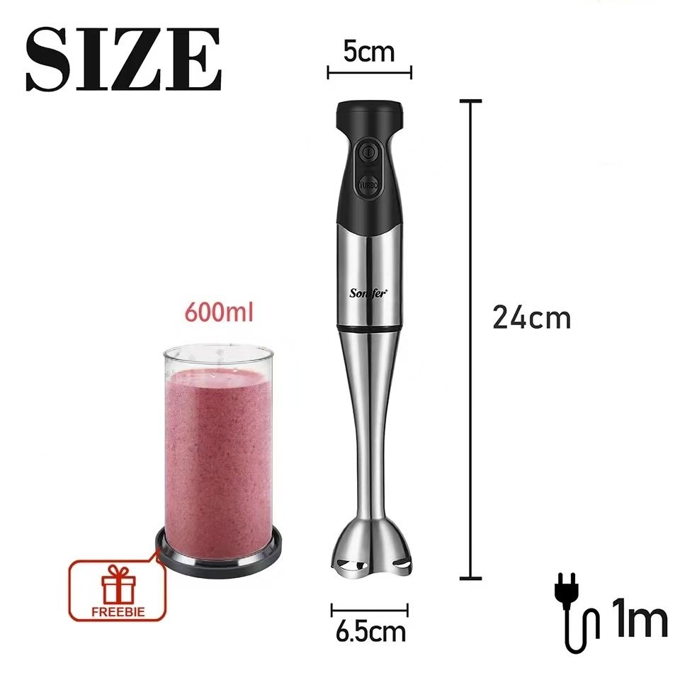 Sonifer SF-8030 high quality household 500w dc motor heavy stainless steel body electric hand blender for kitchen