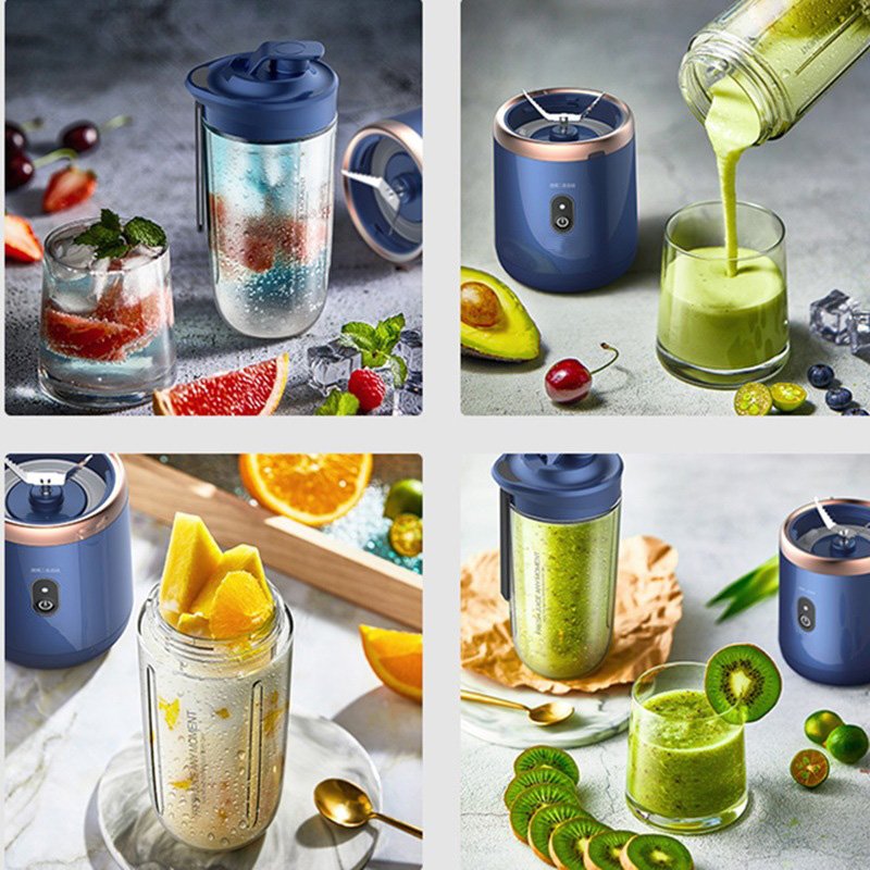 6 Blades USB Rechargeable Fruit Juicer Blender Mini Electric Portable Fruit Juicer Bottle