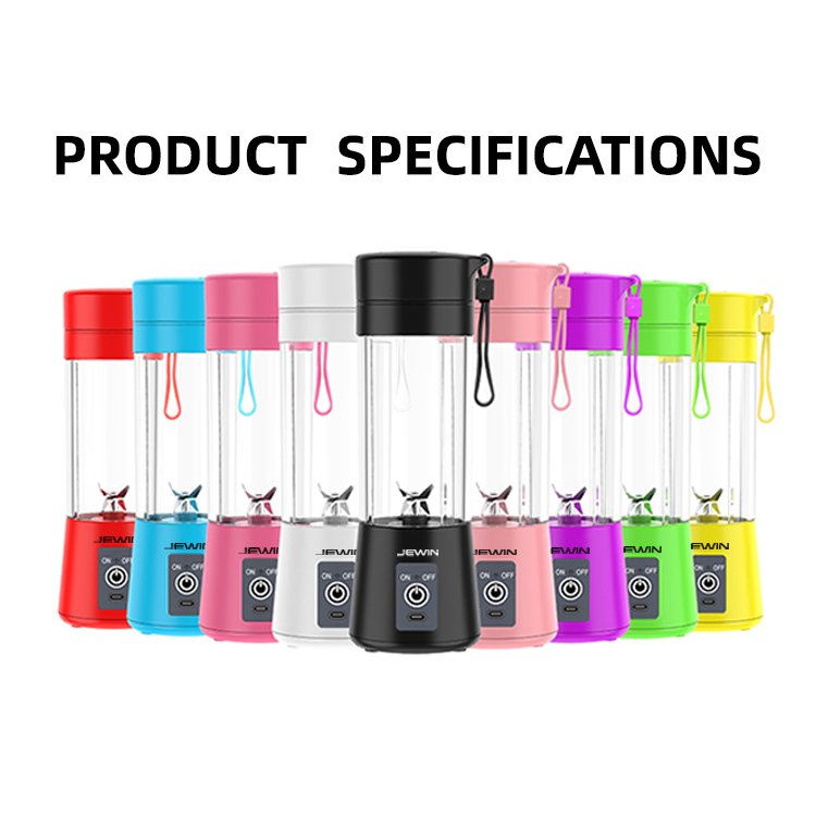 Jewin Portable Electric Juice Extractor Cup Type-C Hand Blender Rechargeable 6 Blades