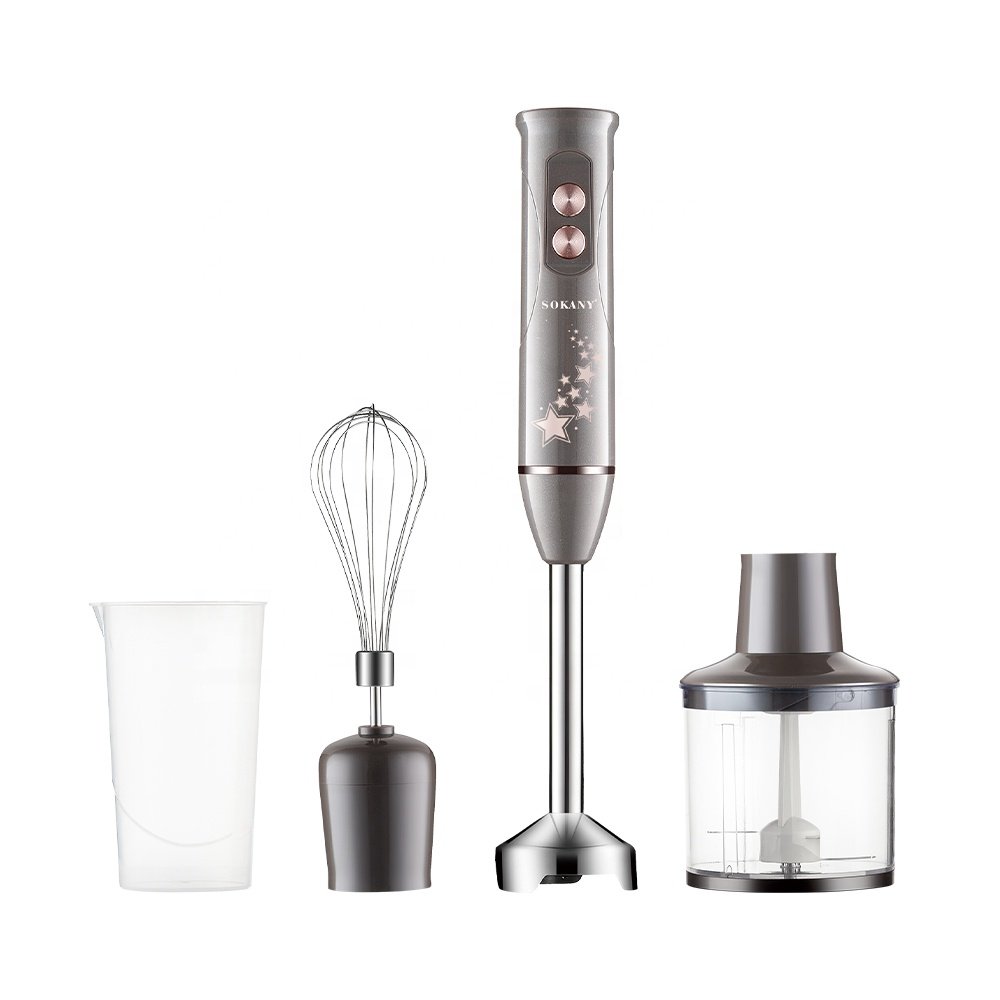 Sokany 600 W 800W 1200w 4 in 1 blue LED light high power electric hand stick blender Meat grinder