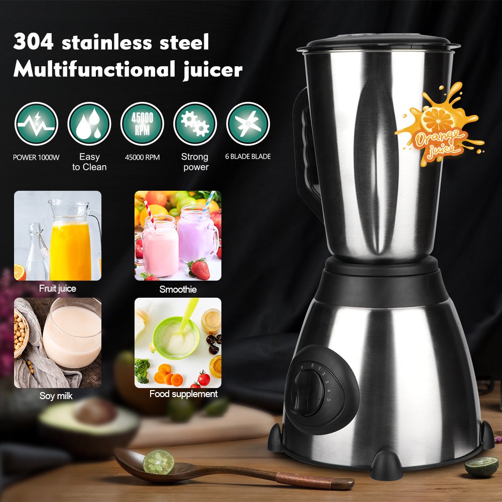 New High Speed Fruit Juicer Multi-functional Stainless Steel Juice Electric Blender Wholesale