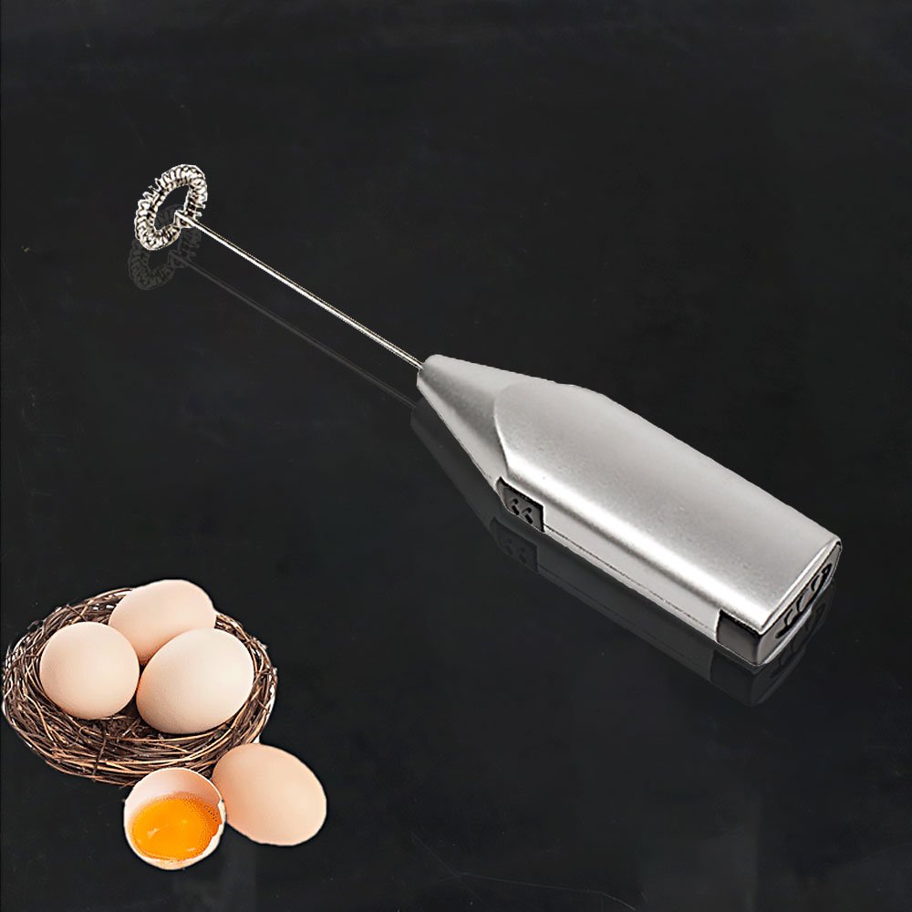 White Electric Egg Beater Milk Frother For Coffee Household Kitchen Mini Stainless Steel Coffee Milk Tea Blender Dropshipping