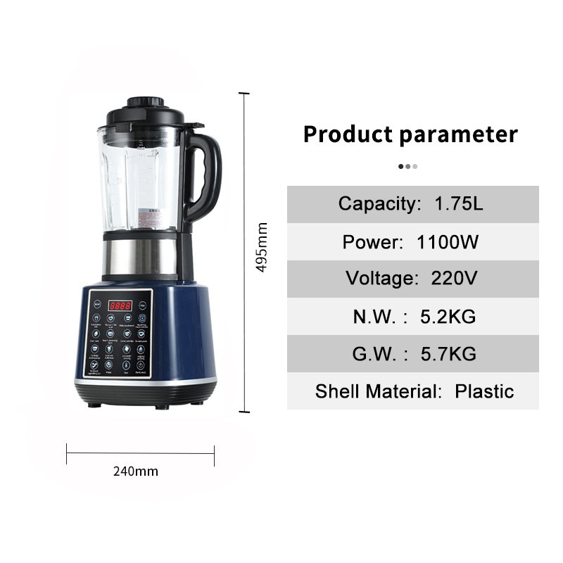 1.75L 1100W Multifunction Cooking Heating Blender Heavy Duty Retro Shake N Take Table Bar High Speed Blender For Home