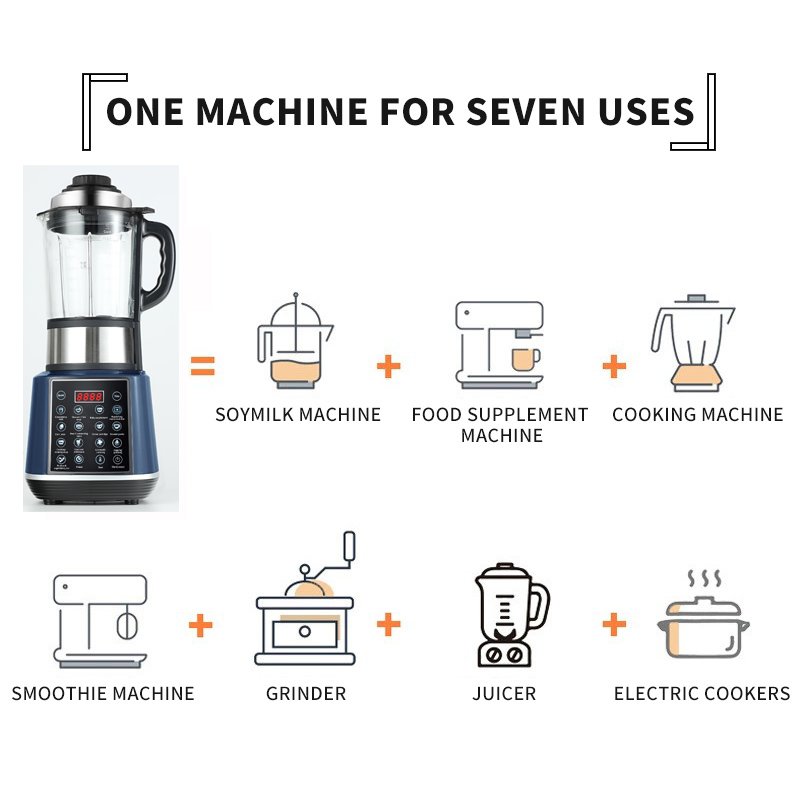 1.75L 1100W Multifunction Cooking Heating Blender Heavy Duty Retro Shake N Take Table Bar High Speed Blender For Home