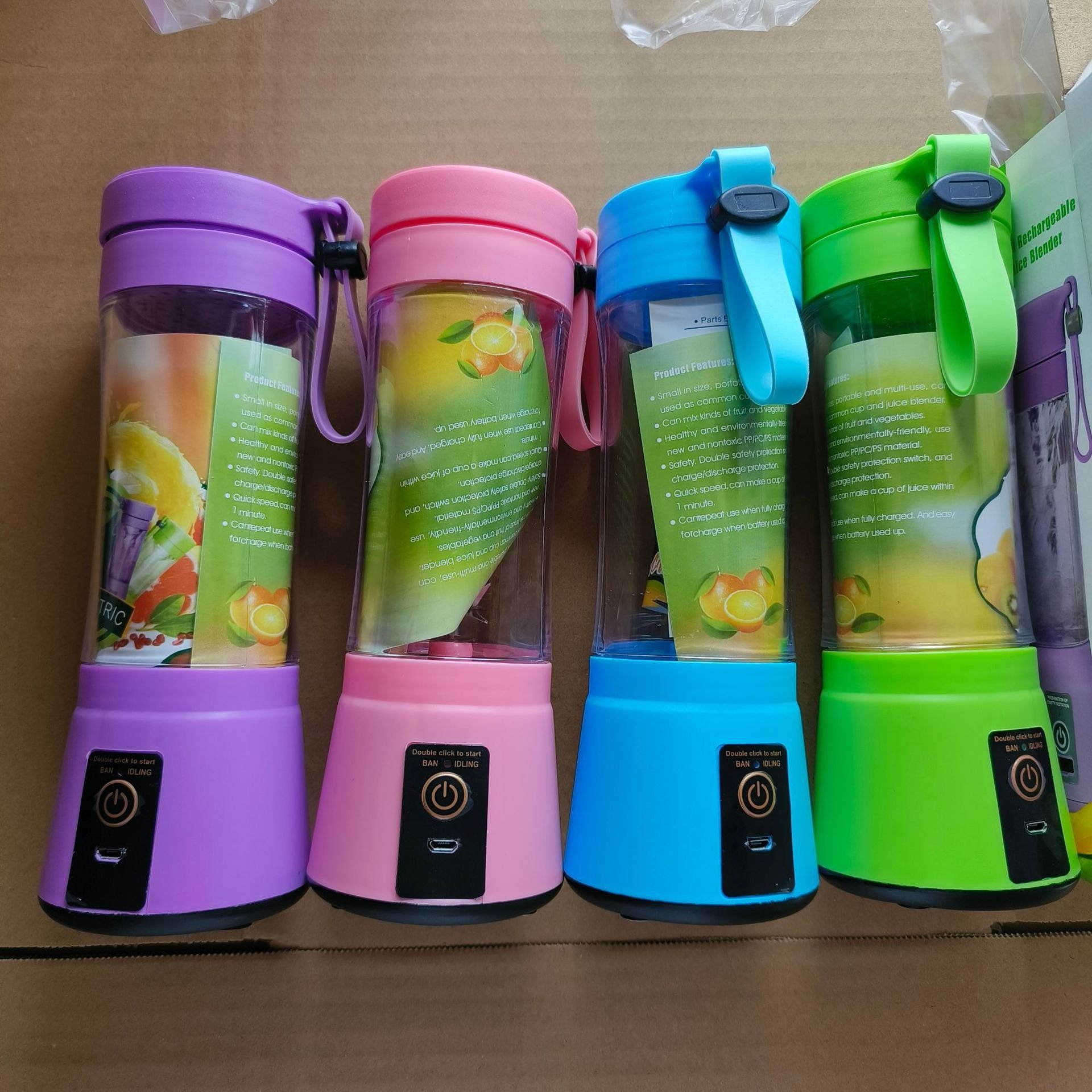 Electric Mini Bottle Blender 6 Blades Fruit Juicer Cup Usb Rechargeable Portable Smoothie Fruit Blender