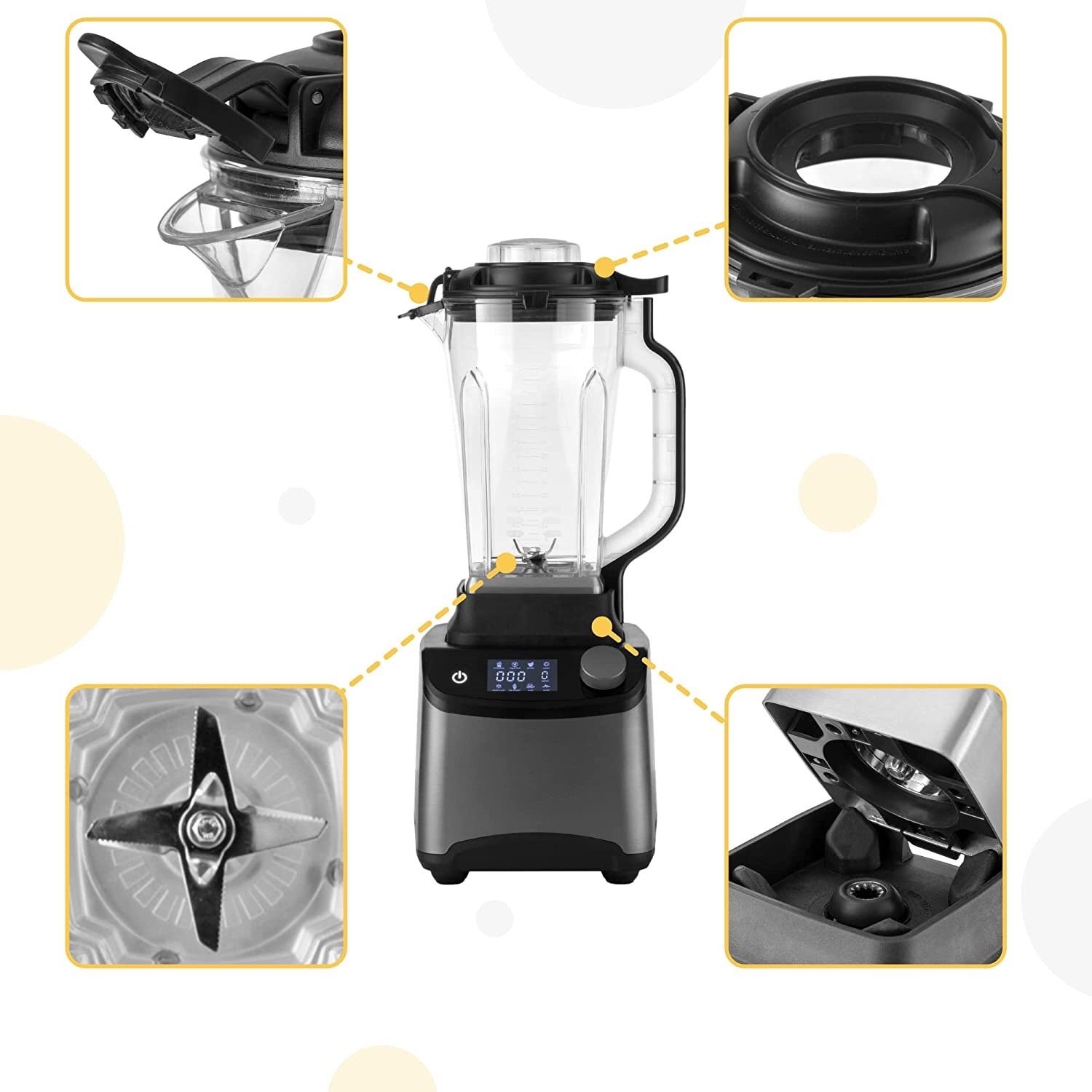 Hot Sale Commercial LED Screen Blender 1800w High Power Blender 2L Big Capacity Electric Smoothies Blender