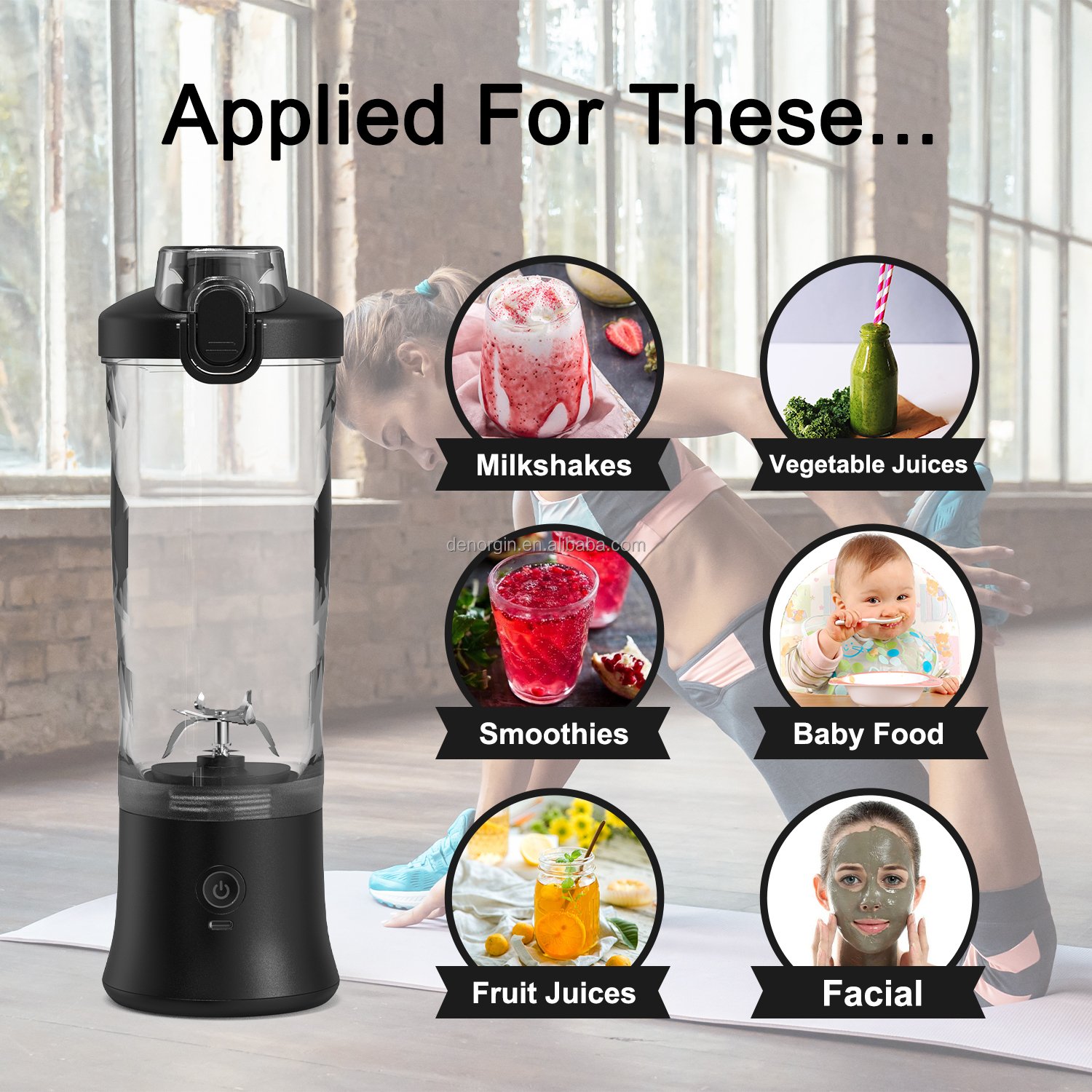 New Juice Blender Waterproof Powerful 600ml Rechargeable Mini Blender Stainless Steel BPA Free Blender for Kitchen Camping