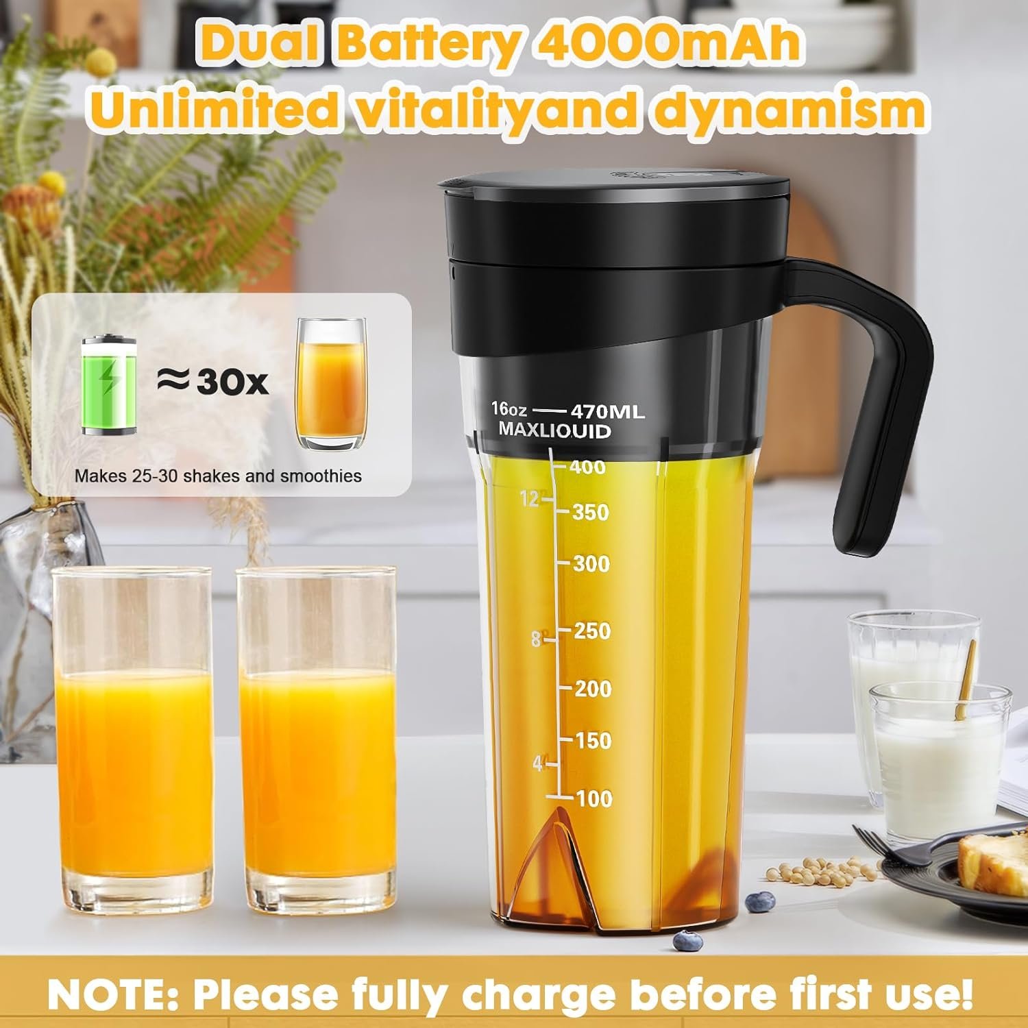 Ligkevan USB Recharge Fruit Ice For Shakes And Smoothies Maker Hand Mini 6 Blades Bottle Mixer Personal Juicer Portable blender