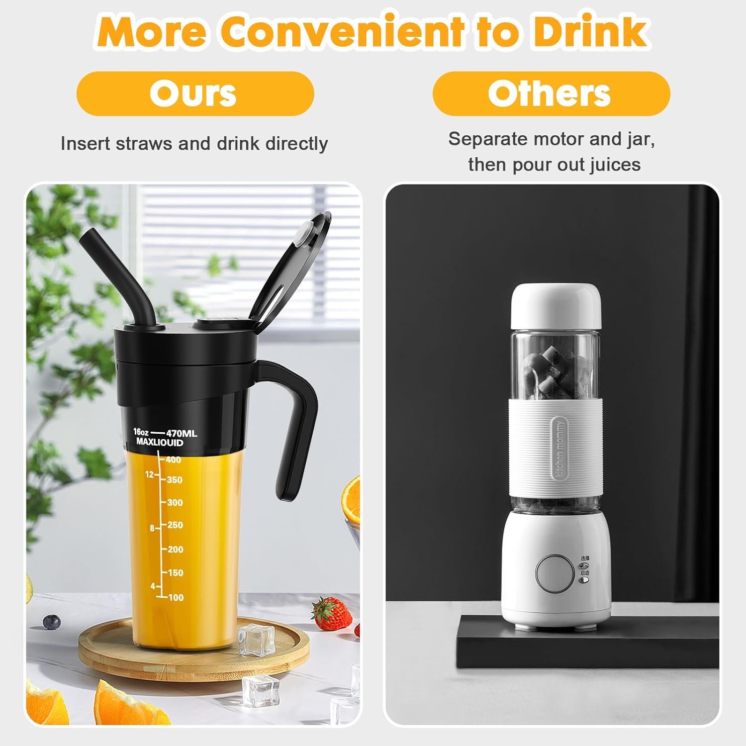 Ligkevan USB Recharge Fruit Ice For Shakes And Smoothies Maker Hand Mini 6 Blades Bottle Mixer Personal Juicer Portable blender