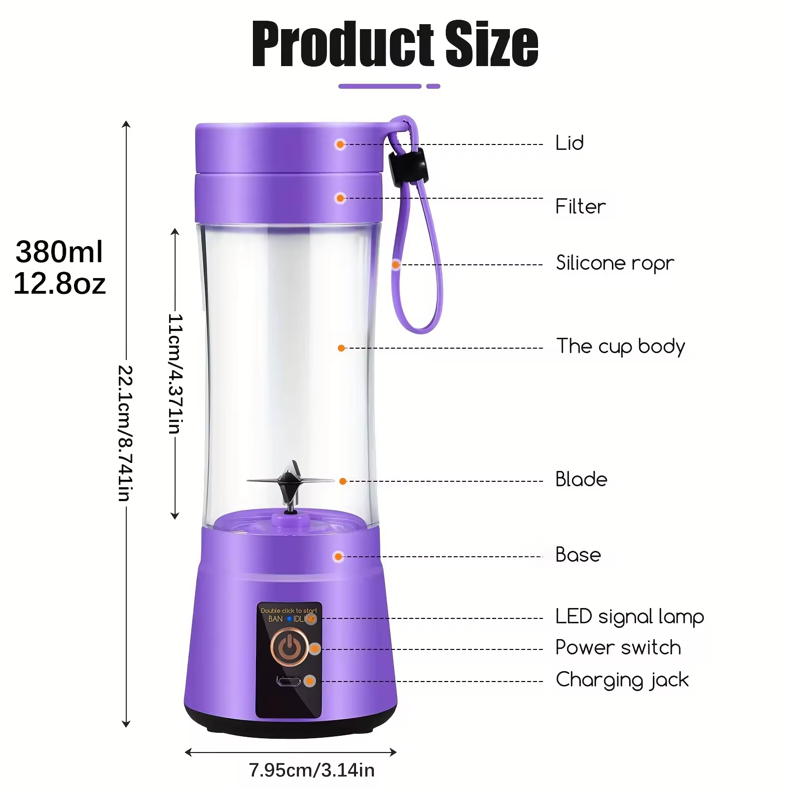Portable 500Ml Mini Rechargeable Electric Mixer Extractor Fresh Bottle Juice Portable Blender Juicer Cup With Lid And Handle