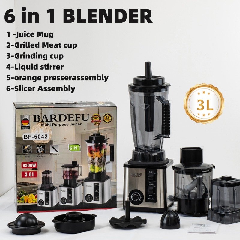 2024 New Fresh Fruit Juice Blender Kitchen Heavy Duty 9500w Silver Crest Commercial Electric Mixer 6 in 1 Blender
