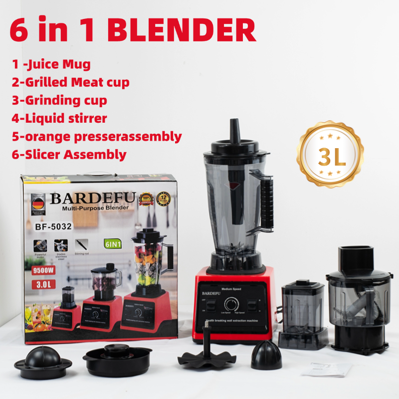2024 New Fresh Fruit Juice Blender Kitchen Heavy Duty 9500w Silver Crest Commercial Electric Mixer 6 in 1 Blender