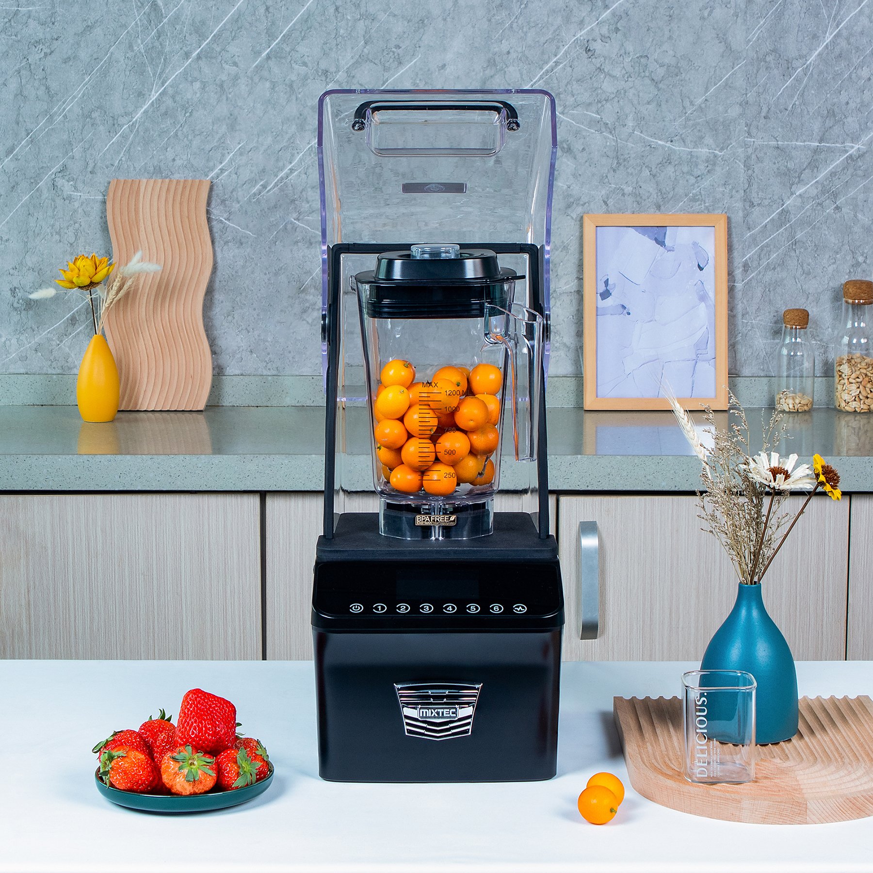 Heavy Duty Commercial Blender Quiet Low Noise Smoothie Blender And Mixer With Sound Cover