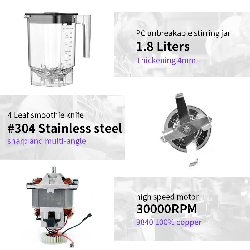 2024 High Powered professional blender strong heavy duty smoothie milkshake Commercial Blender with Sound Cover