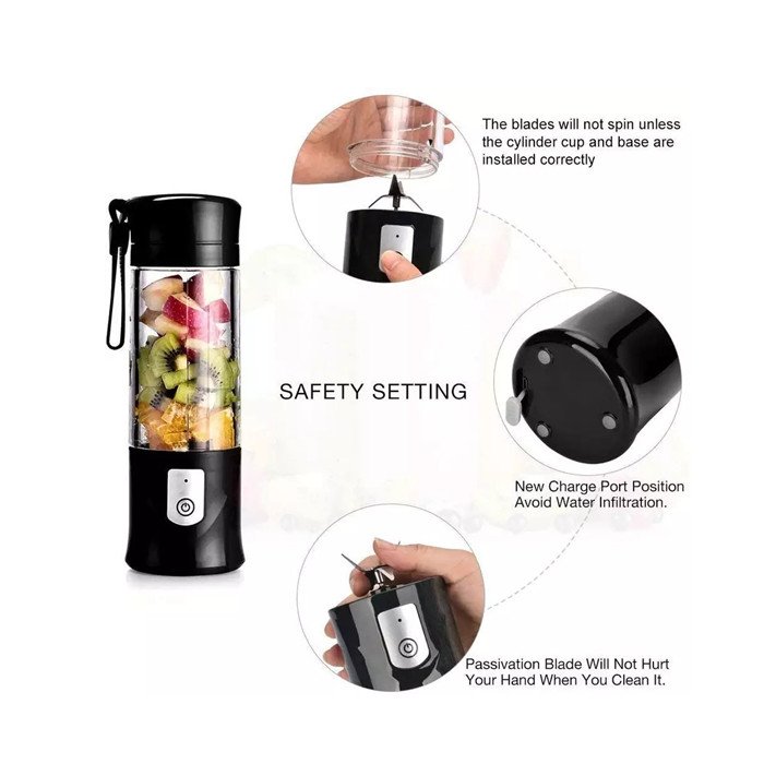 Portable Blender 350ML Glass Jar With USB Charging Fruit Juicer 4000mAh For Office and Traveling