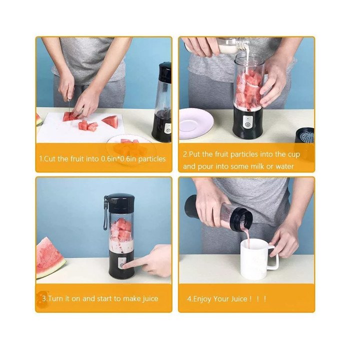 Portable Blender 350ML Glass Jar With USB Charging Fruit Juicer 4000mAh For Office and Traveling