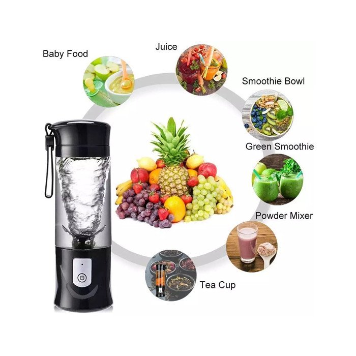 Portable Blender 350ML Glass Jar With USB Charging Fruit Juicer 4000mAh For Office and Traveling