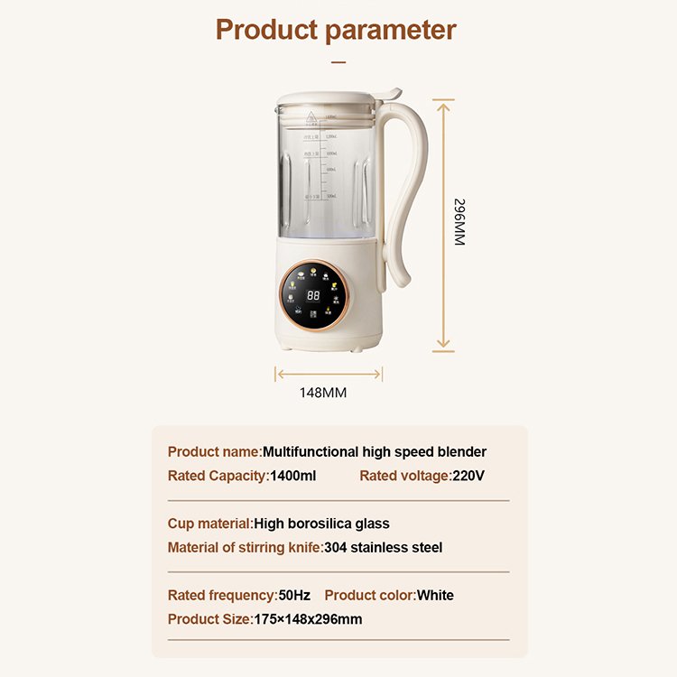 JX-319 New silent design electric soup maker multifunction blender cooker smoothie mixer blender