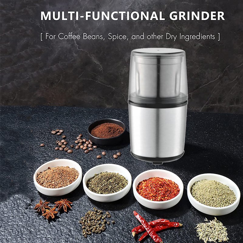 200W SS Housing Coffee Spice Grinder Big Capacity for 100g Coffee Bean Each Time Overheat Protection Coffee Grinder Blender