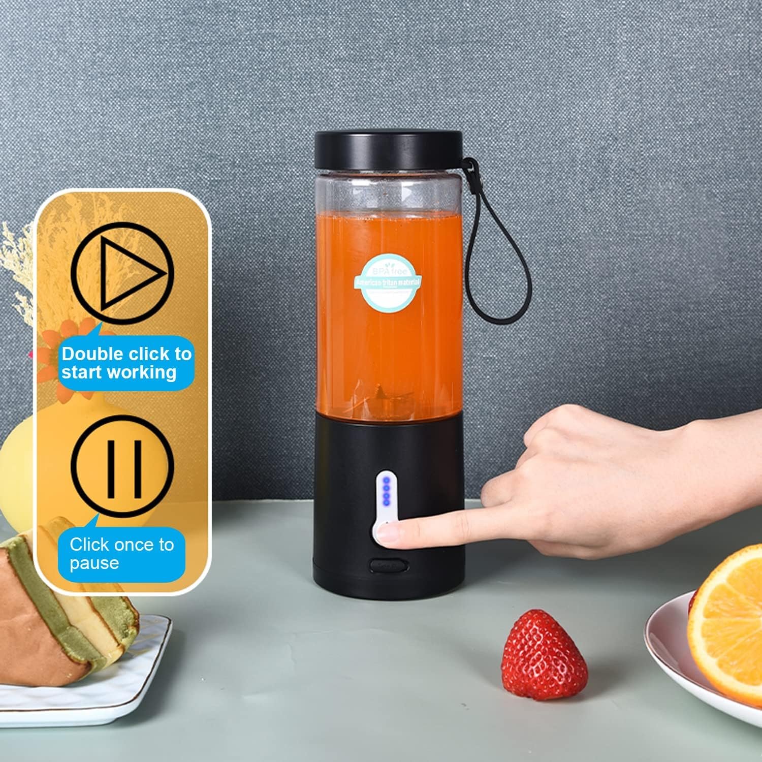 Ligkevan Portable Blender for Shakes and Smoothies,Personal Blender for Milkshakes,Type-C Rechargeable Mini Juicer Blender Cup