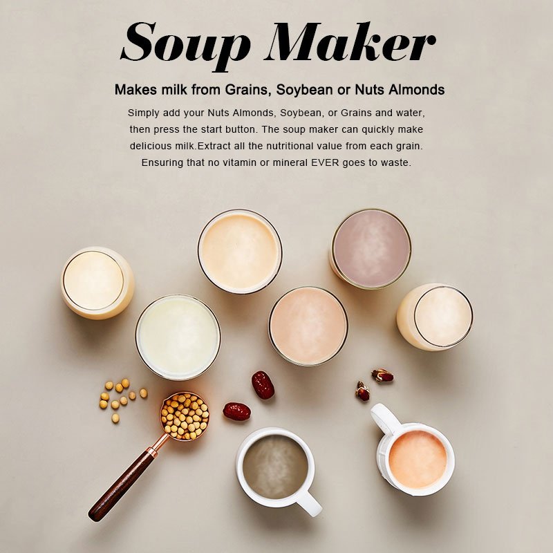 Wholesale Soya Nut Almonds Milk Machine and Soup Maker 1.2L Multifunctional Food Processor Electric Stainless Steel Blender