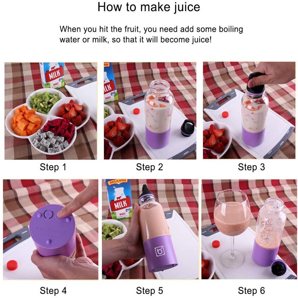 Travel Portable Fresh Fruit Smoothie Blender Mini Portable Juicer Blender