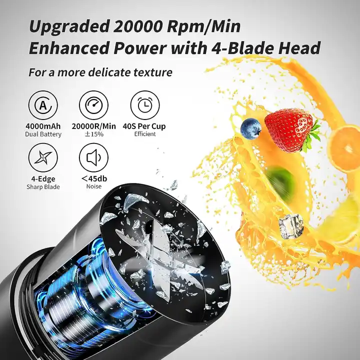 460ml Portable USB Rechargeable Blender Ice Breaker 6 Blades Personal Fruit Juicer With clean Brush And Straw
