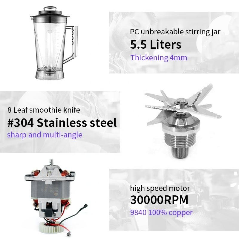 110V-240V Heavy Duty Nut Grinder Frappe Machine Blender Household low noise smoothie machine with hood Catering business custom