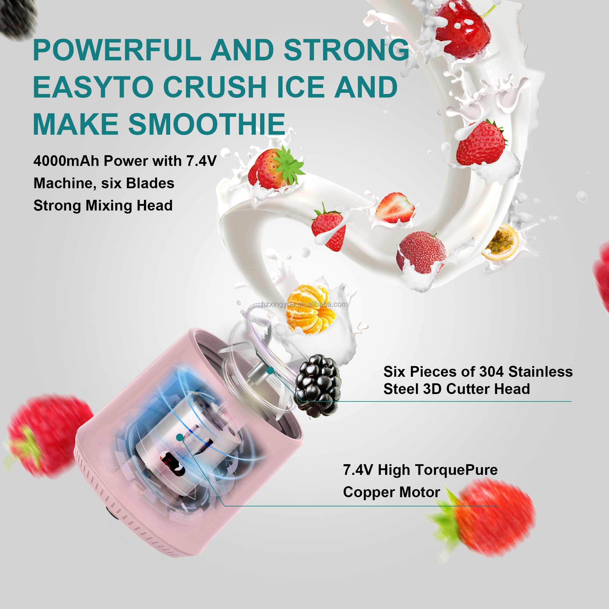 BPA Free Personal Size Blender Rechargeable 6 Blades Cordless Portable Orange Juicer Mini Bottle Blender For Shakes Smoothies