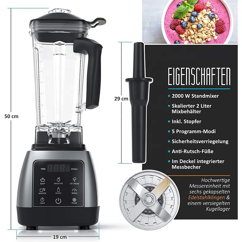 Industrial Touchpad Control Digital blender Touchscreen Commercial blenders Machine Mixer Multifunctional blender Smoothy Maker