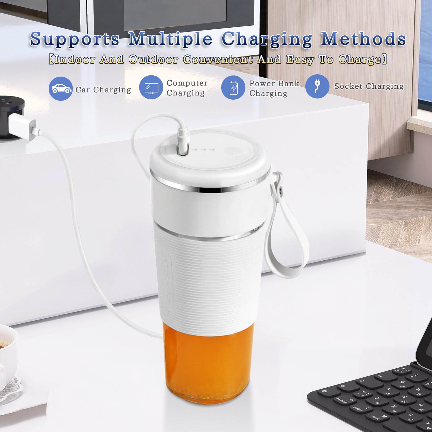Portable Electric Mini Fruit Outdoor Sports Juicer Wireless Citrus Extractor Handheld Oranges Smoothies Milkshake Food Blender